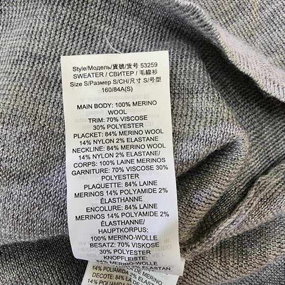 Tory Burch Size S P Gray Sweater with Button Detail 100% Merino Wool - Picture 6 of 10